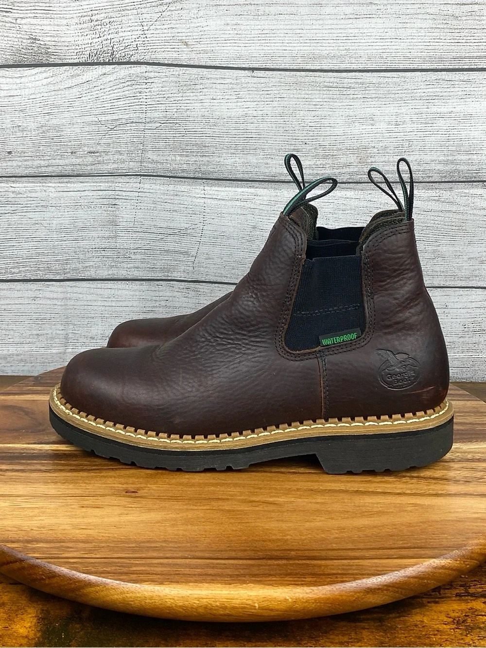 Georgia Boot Giant Waterproof High Romeo Work Boot Soft Toe Brown Leather Size 9